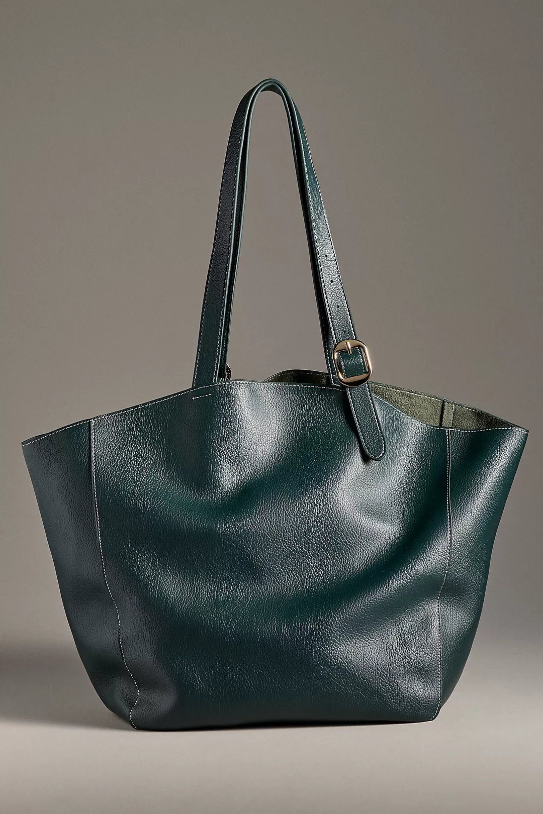 Slouchy Buckle-Strap Tote Bag