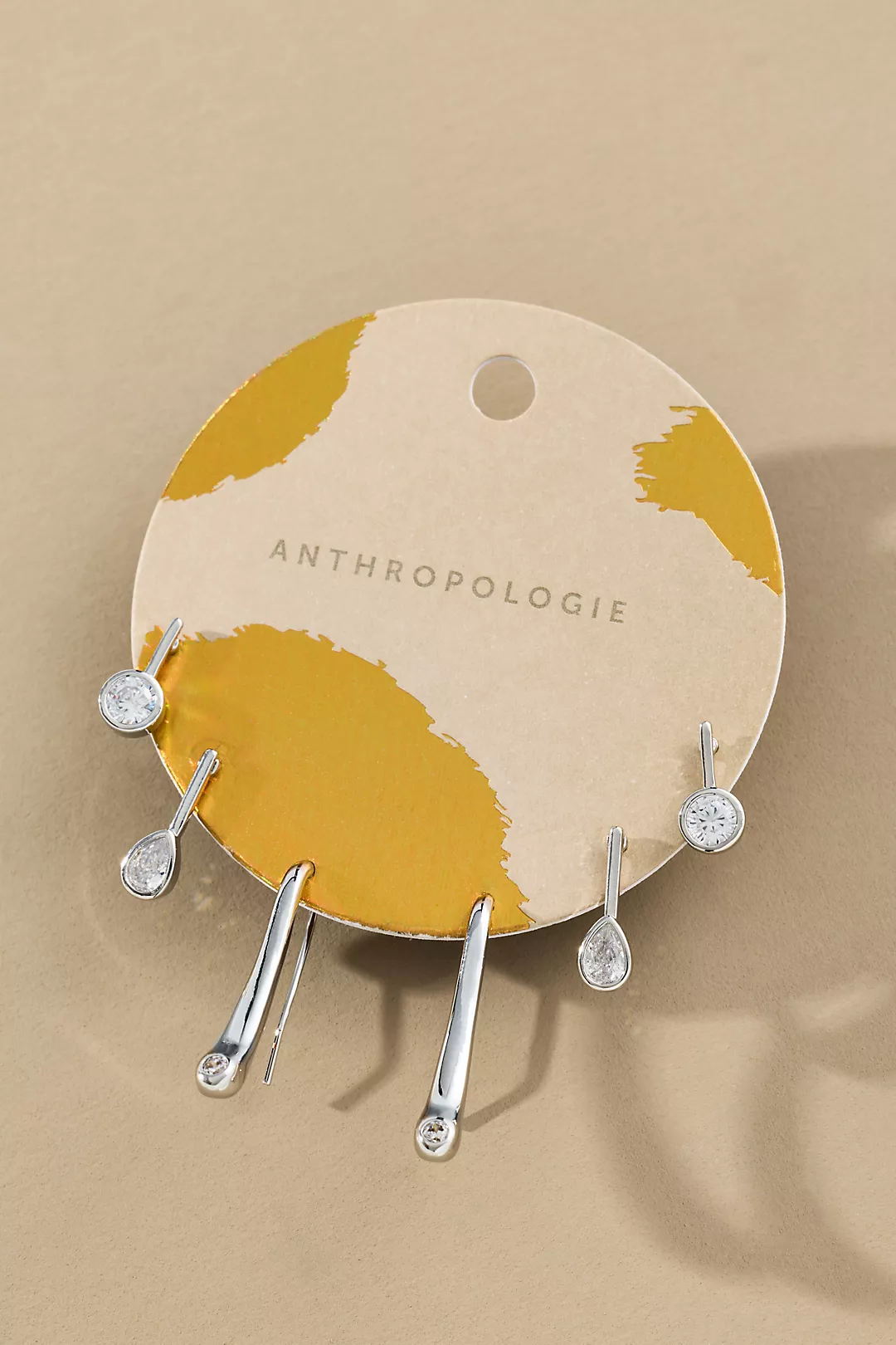 Bezel Crystal Fishhook Earrings, Set of 3