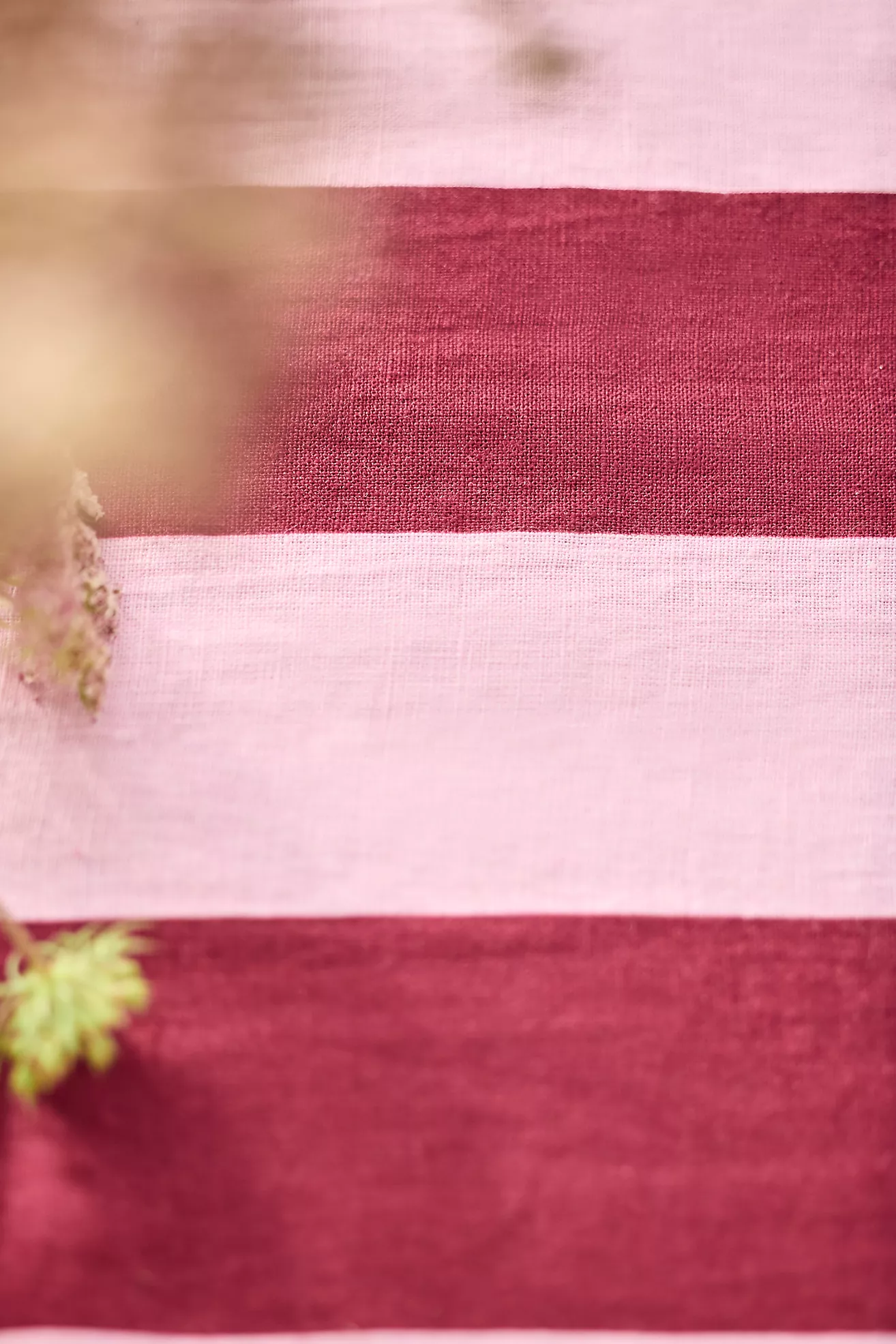 Orchid + Burgundy Stripe Linen Tablecloth