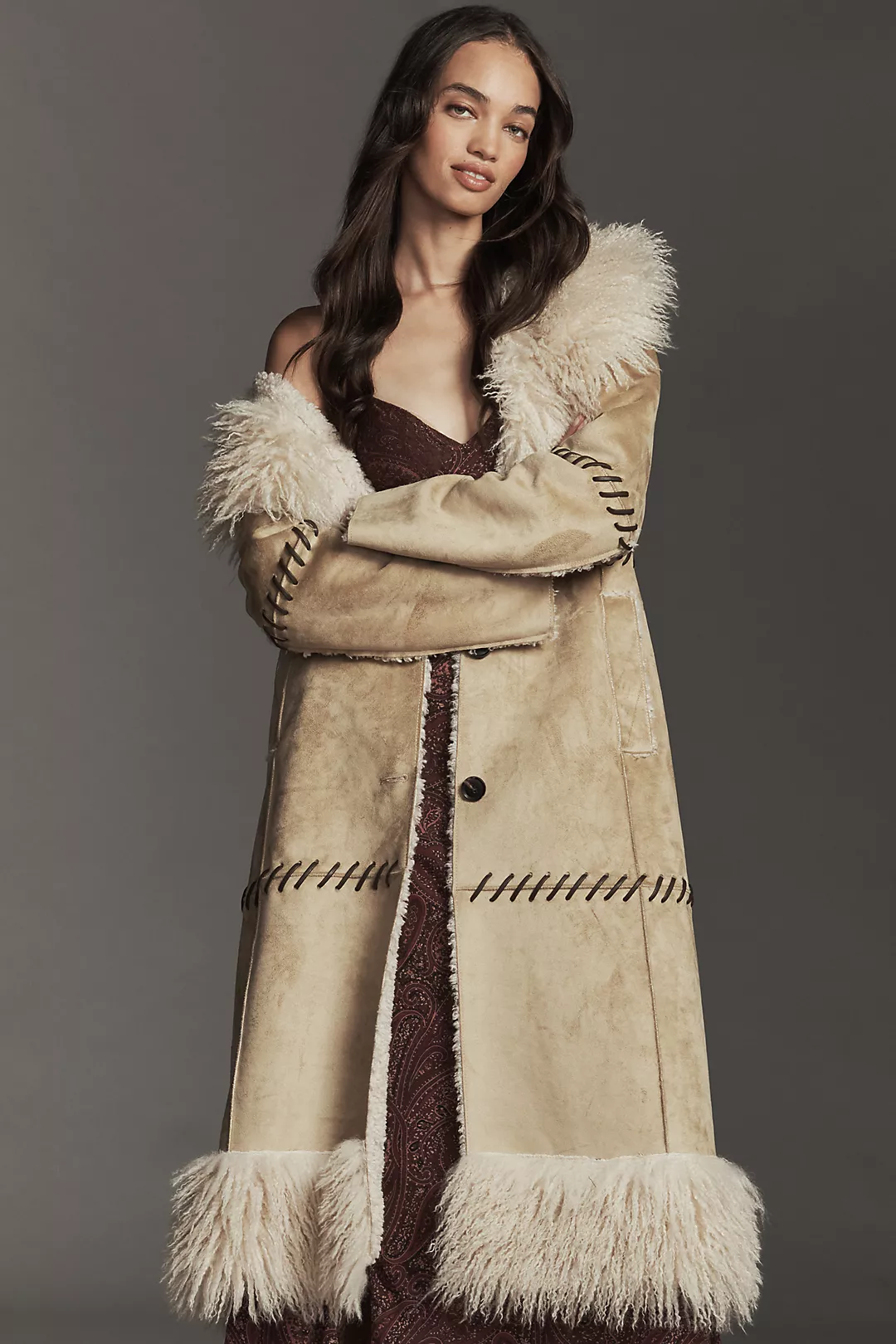 By Anthropologie Faux-Suede Longline Coat