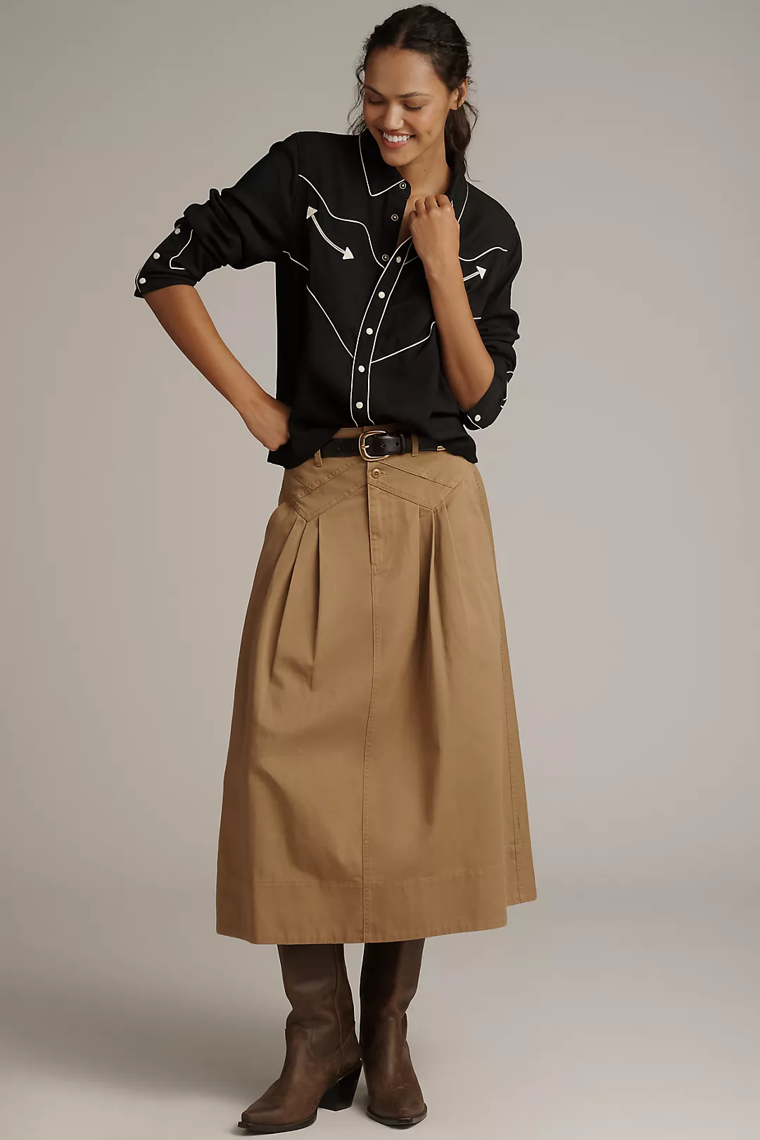 THE GREAT. Field Midi Skirt