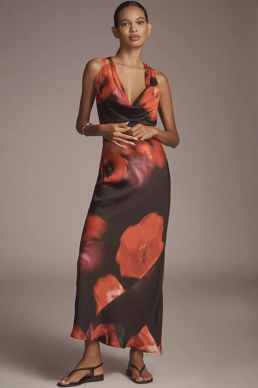 The Gracie Cowl-Neck Satin Slip Maxi Dress