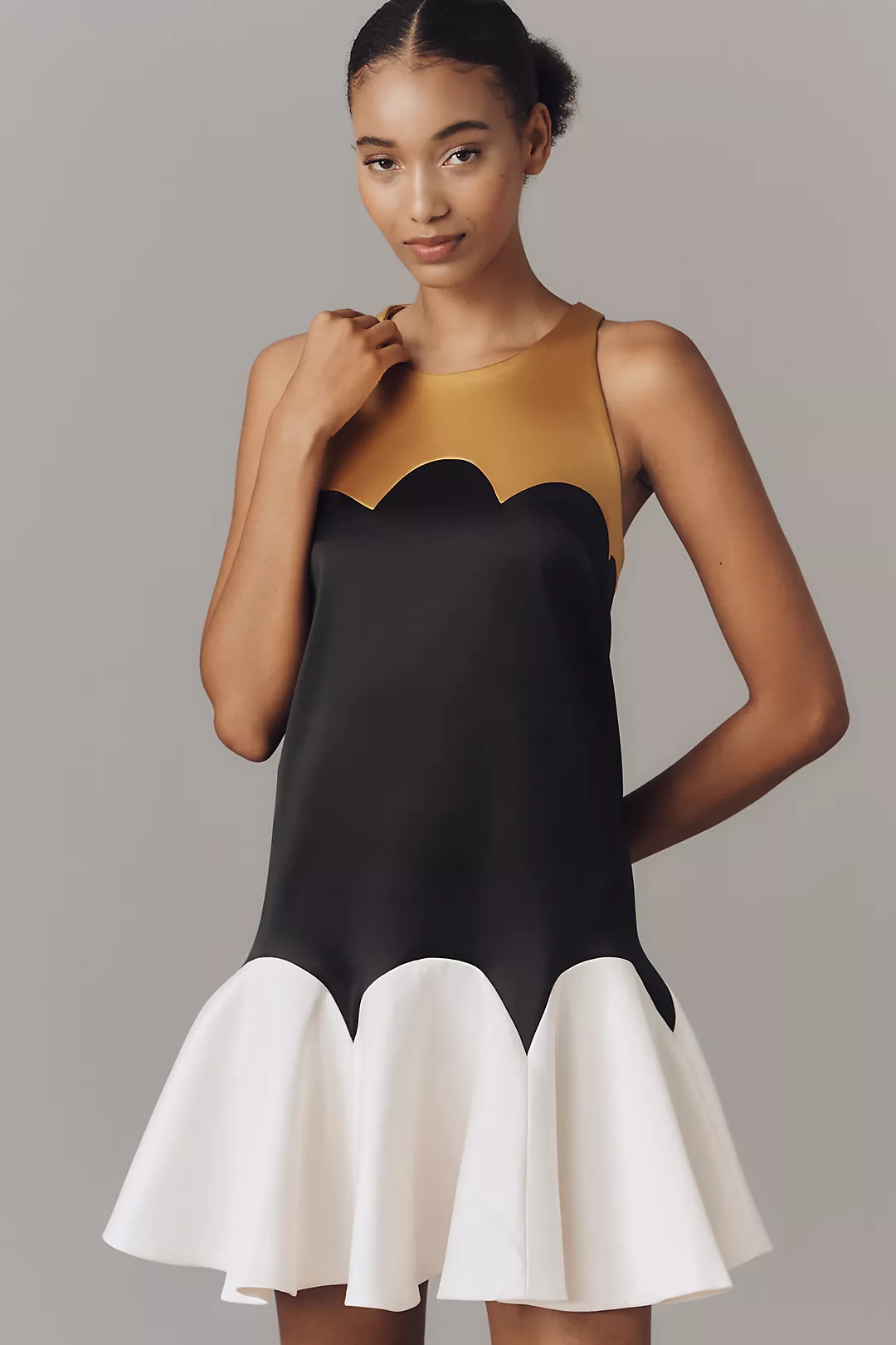 Maeve Scalloped Flare Mini Dress