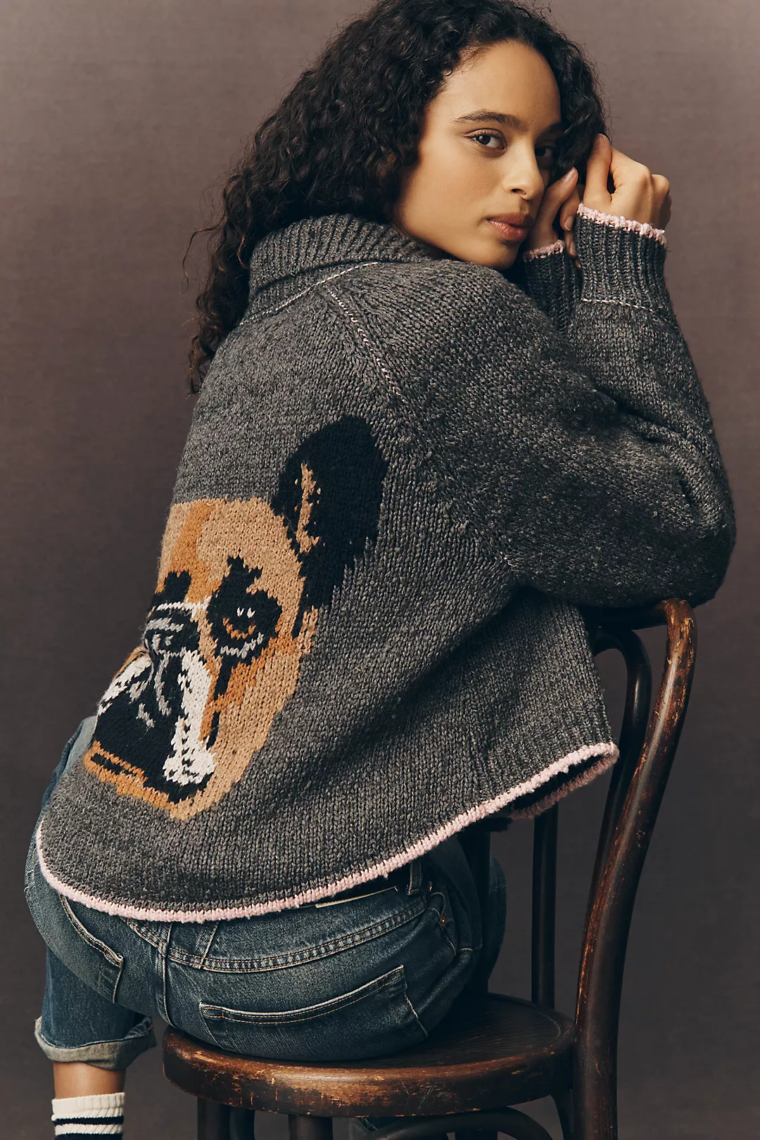 The Jesse Dog Icon Cardigan Sweater by Pilcro