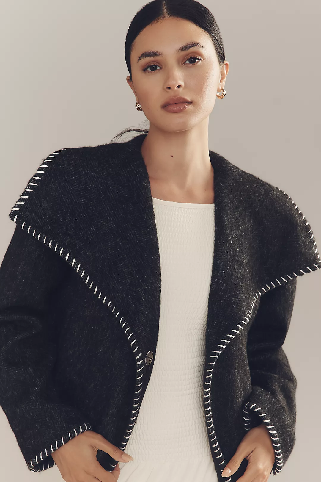 By Anthropologie Wool Blend Collared Jacket