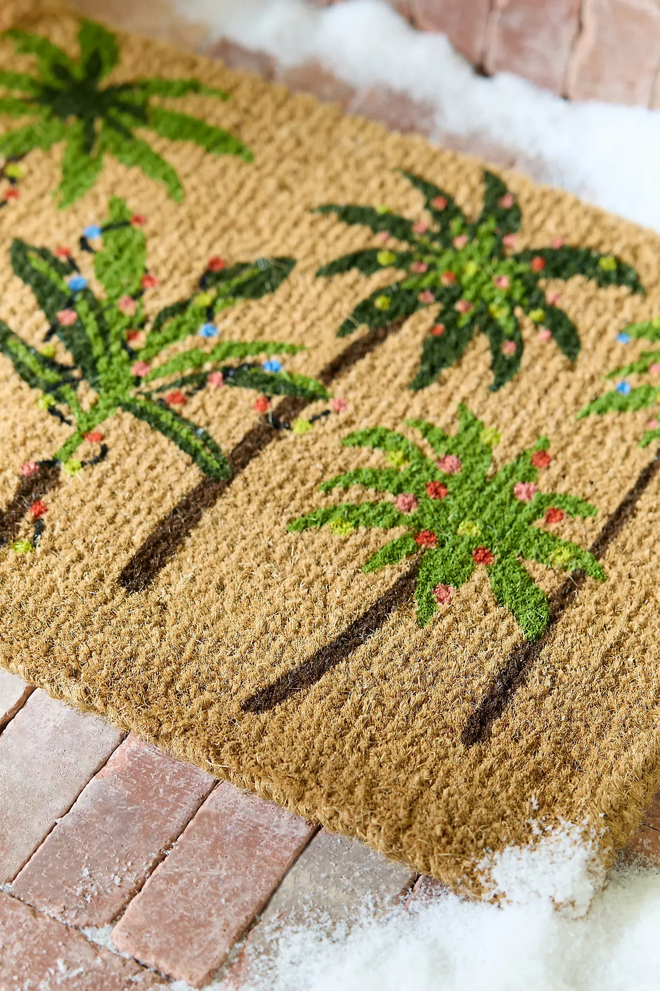 Winter Palm Trees Printed Coir Doormat