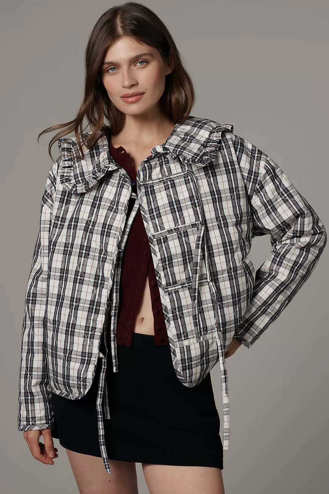 The Hazel Quilted Plaid Jacket by Maeve