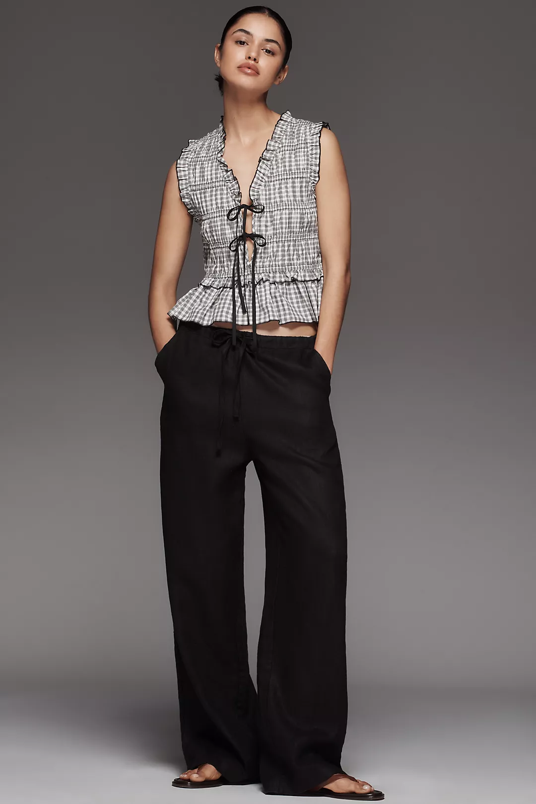 Rails Emmie Linen High-Rise Straight-Leg Pants