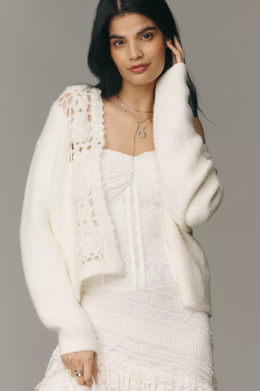 By Anthropologie 3D Floral Crochet Cardigan