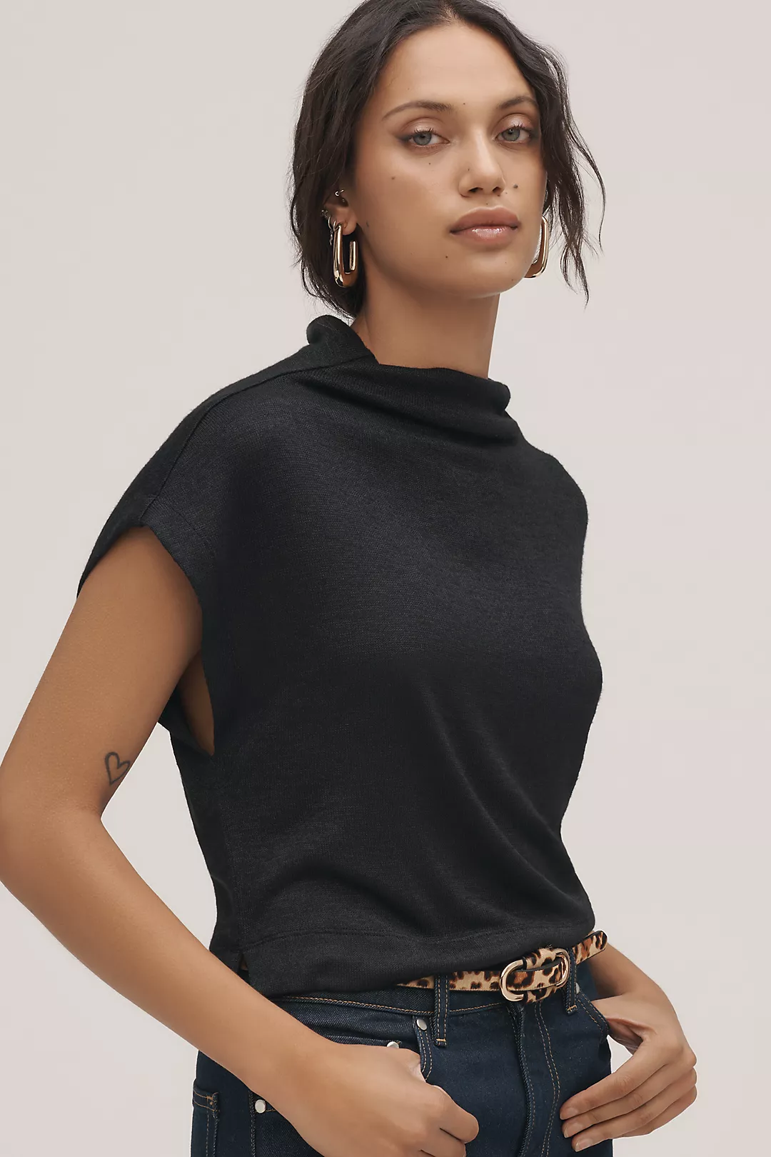 By Anthropologie Sleeveless Funnel-Neck Top