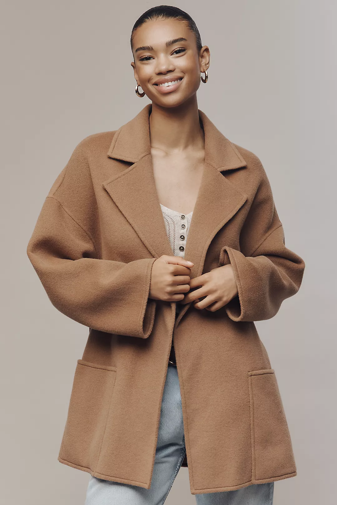 PAIGE Connery Wool Blend Short Wrap Coat