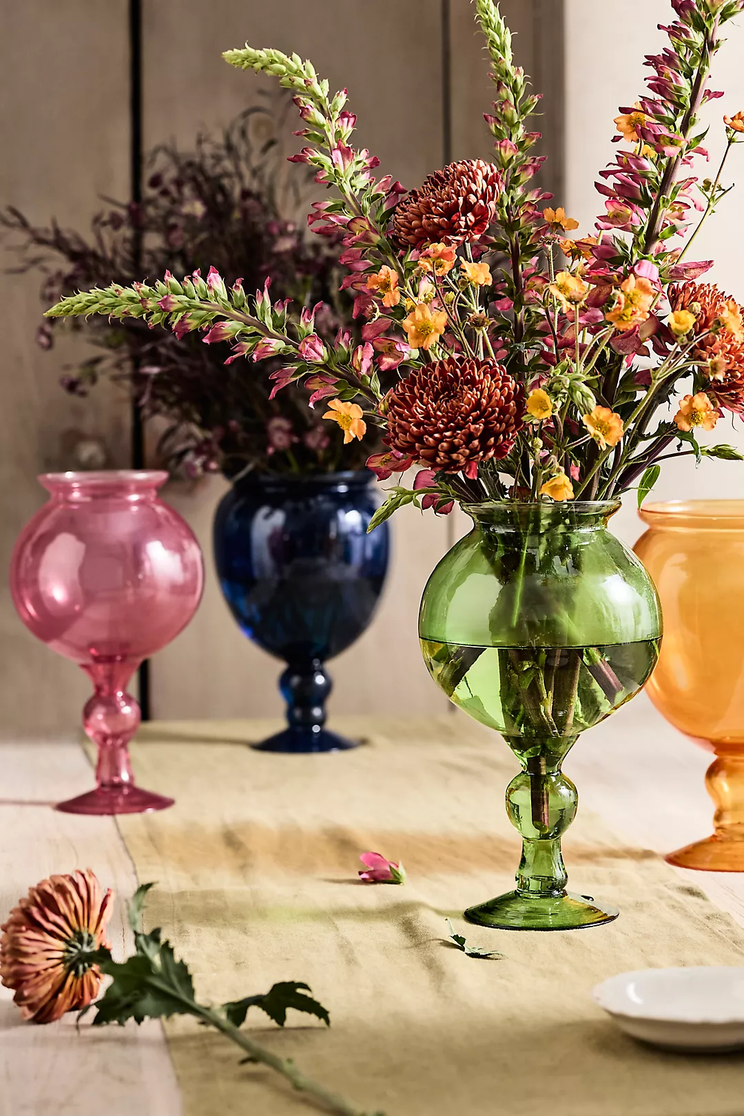 Colorful Footed Glass Vase