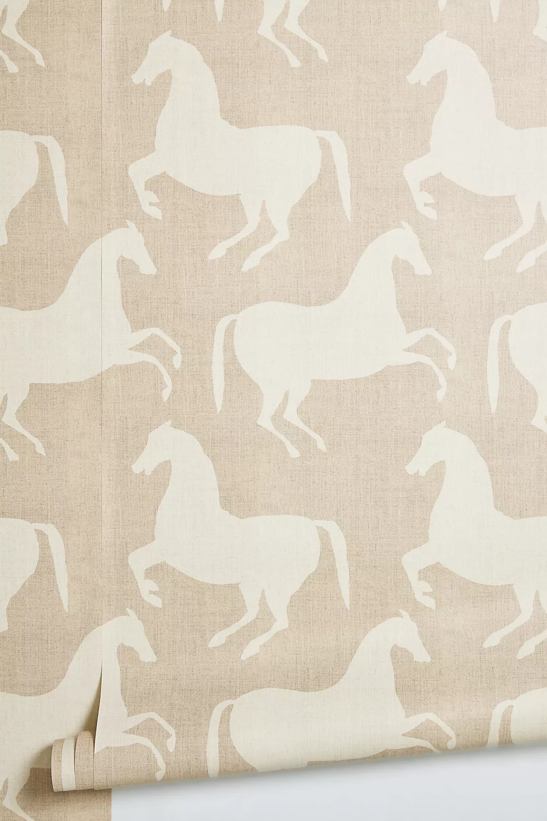 Mitchell Black Paper Horses Neutral Wallpaper