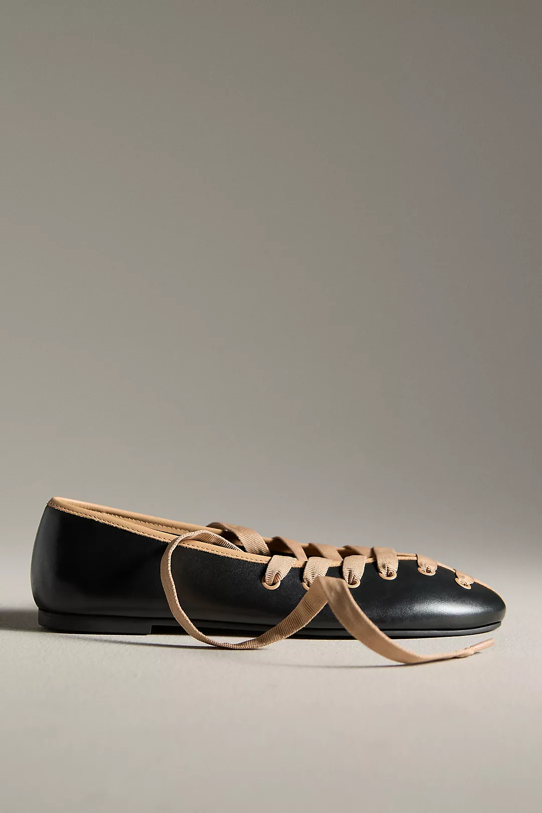 Maeve Contrast Lace-Up Ballet Flats