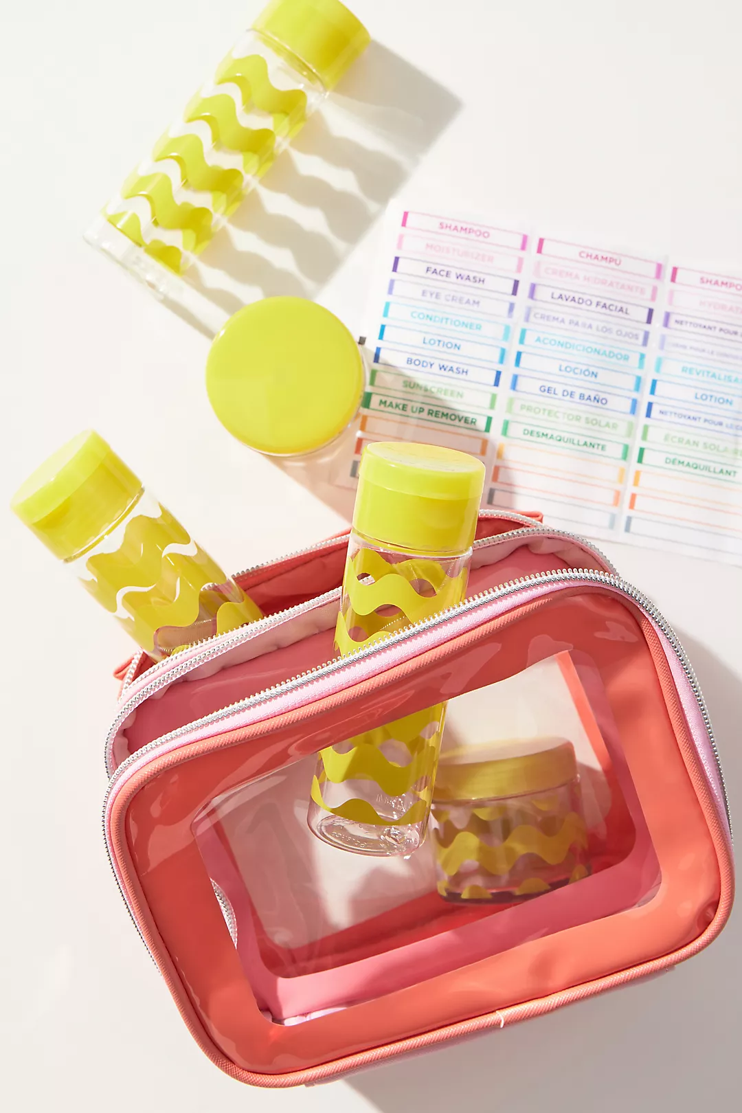 Miamica Rickrack 9-Piece Double-Sided Cosmetic Case Travel Set