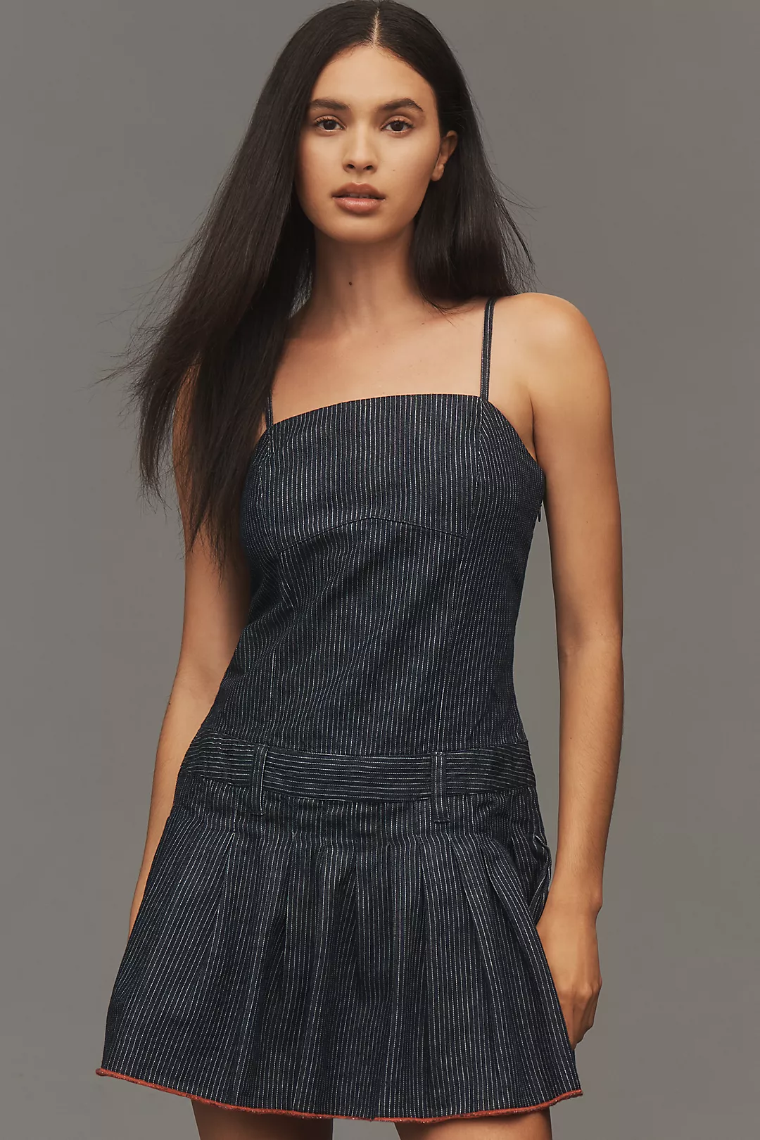 Pilcro Sleeveless Pleated Denim Romper