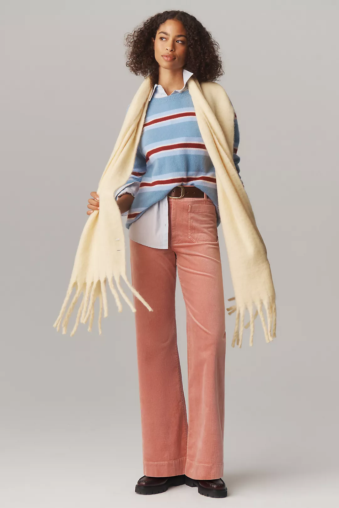 The Colette Corduroy Full-Length Wide-Leg Pants by Maeve