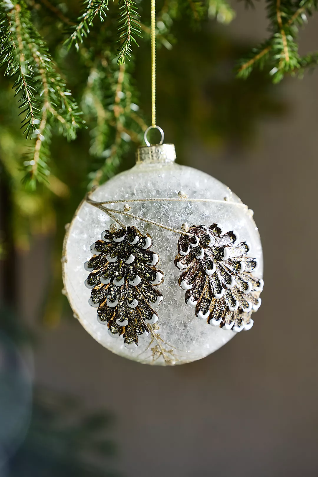 Frosted Pinecone Glass Globe Ornament