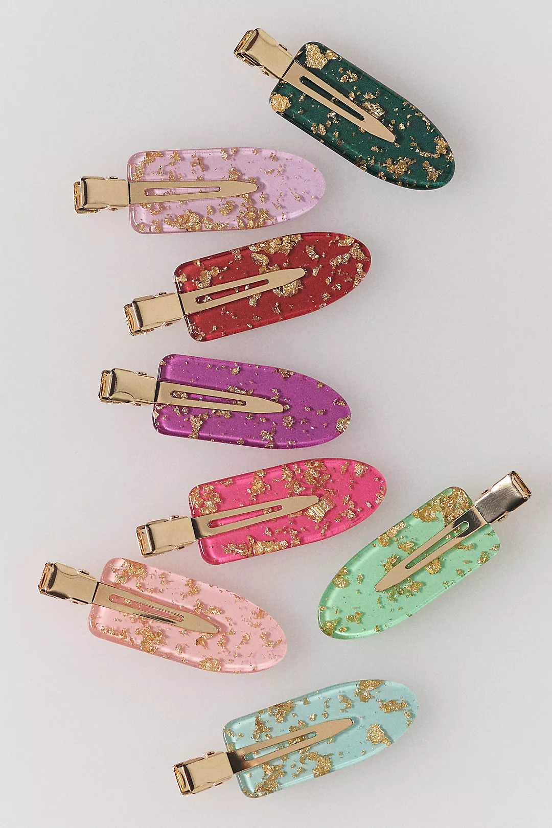 Gold Leaf Crease-Free Hair Clips, Set of 8
