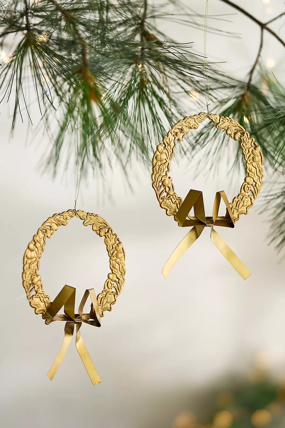 Mini Brass Bow Wreaths, Set of 2