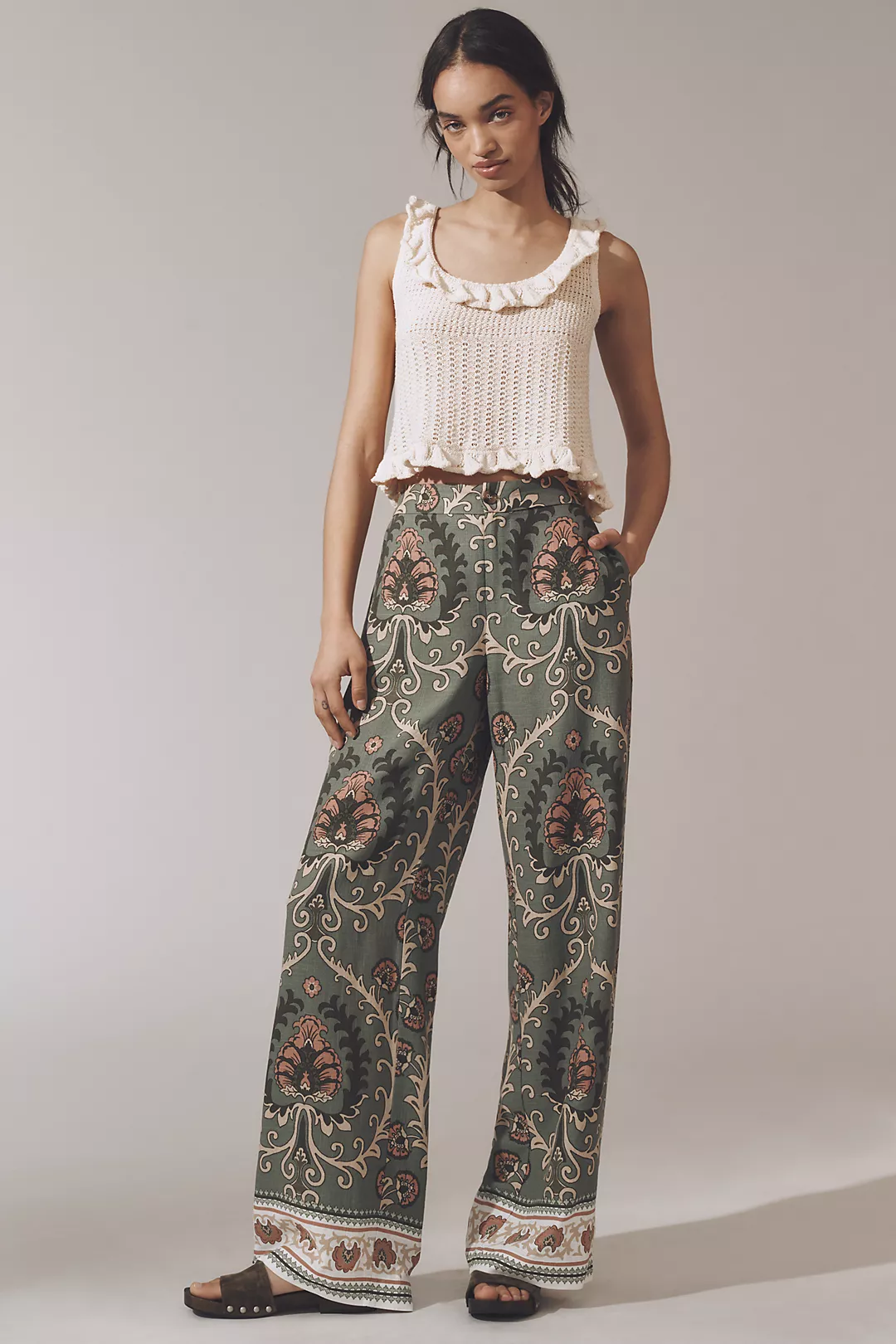 Sanctuary The Soft Printed Linen Blend Trouser Pants