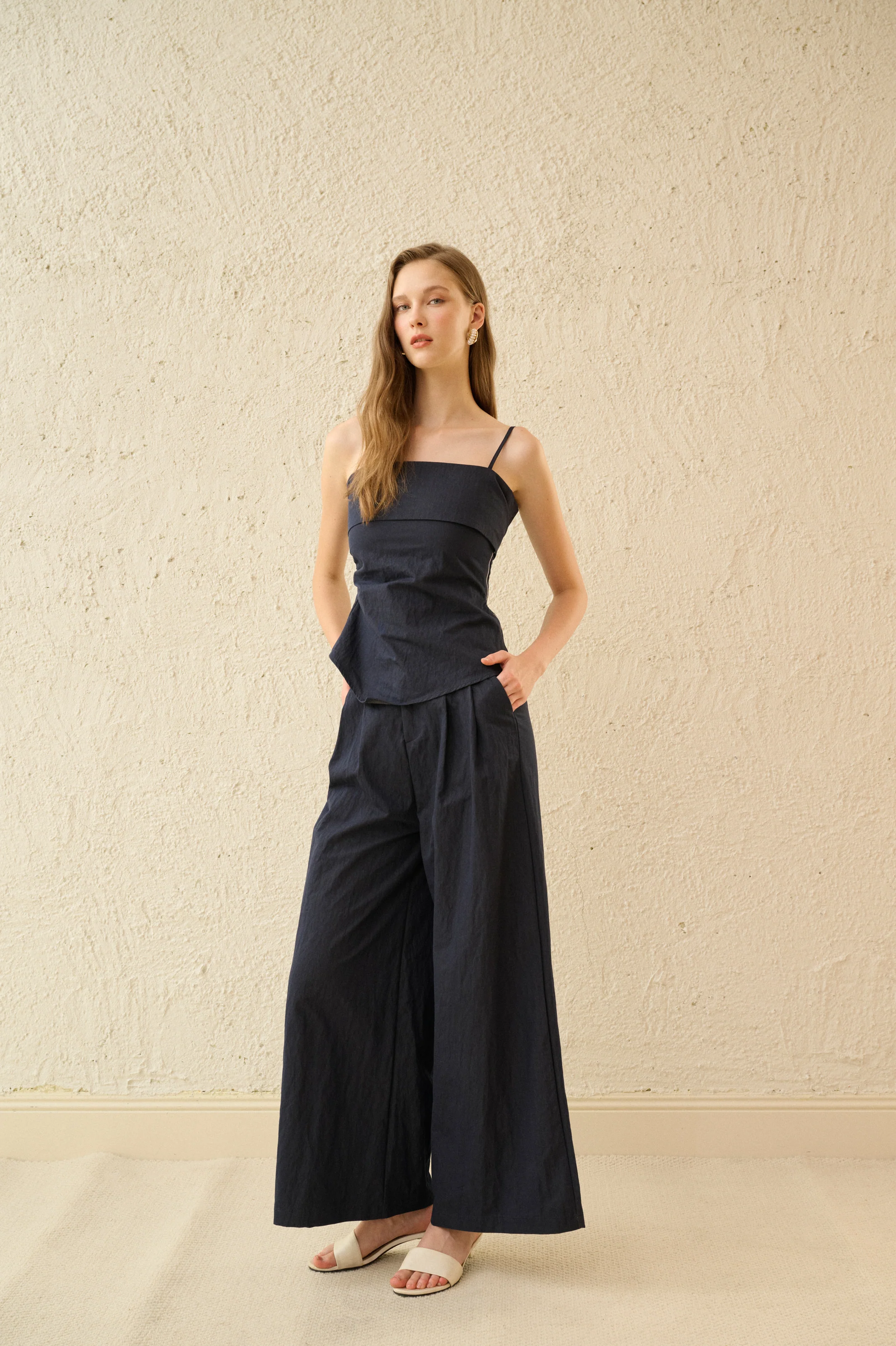 Wide leg denim pants