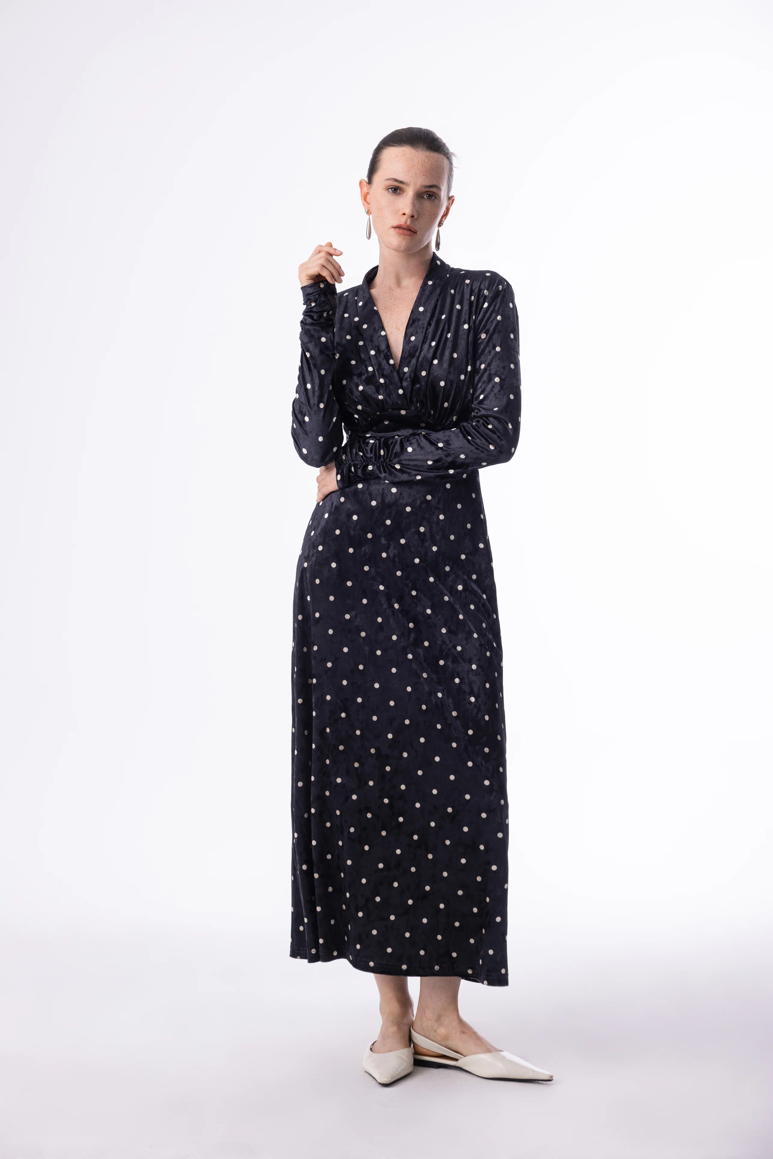 Velvet polka dot dress