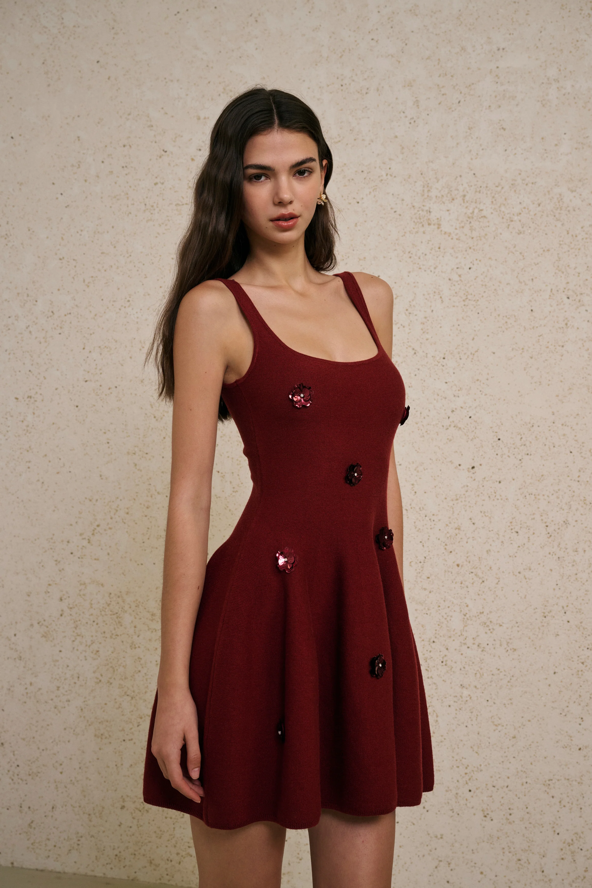 Sequin floral mini dress