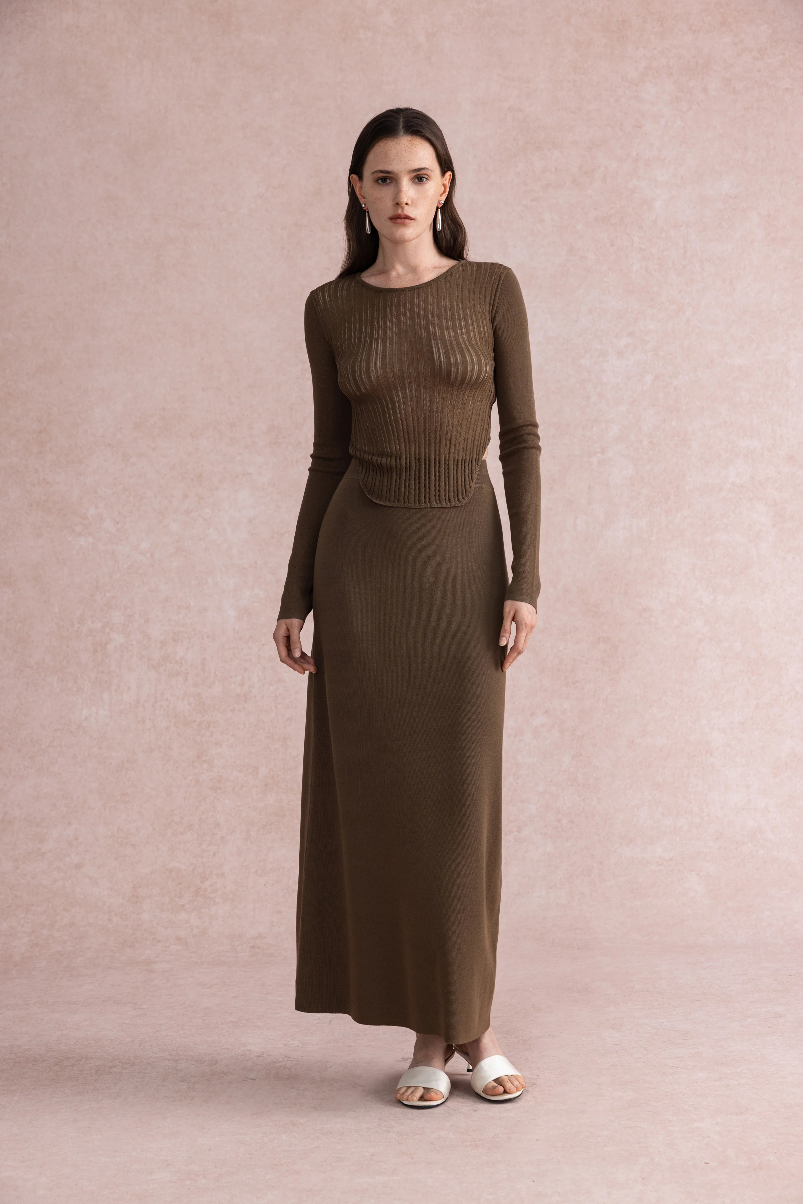 High-low hem knit set